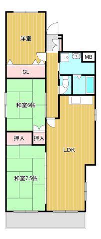 カルフール(3LDK/1階)の間取り写真