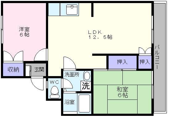 シャルムロジエ(2LDK/1階)の間取り写真