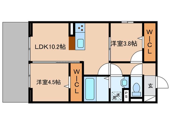 BRANSIA瀬田(2LDK/2階)の間取り写真
