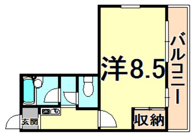 カサ・カルロサ2(1K/2階)の間取り写真