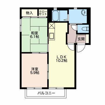 エスぺラース(2LDK/2階)の間取り写真