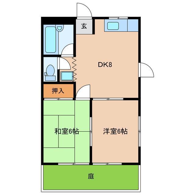 ハイツNARA(2DK/1階)の間取り写真
