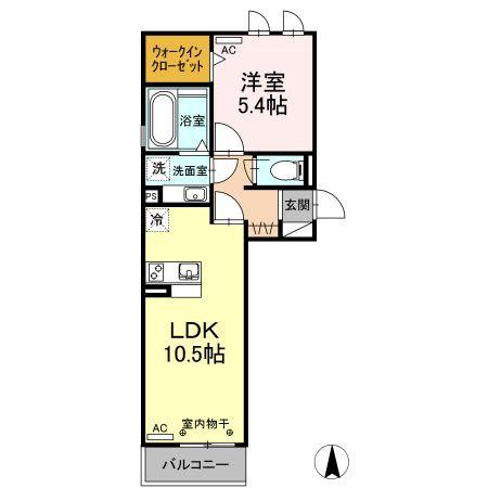 グランドソレイユII(1LDK/2階)の間取り写真