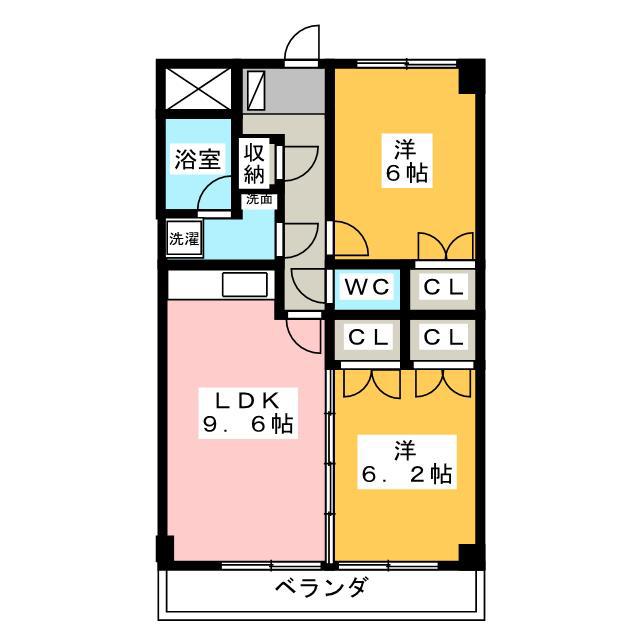 サンコートヒロ(2LDK/3階)の間取り写真
