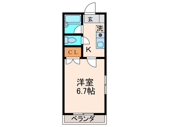 ロイヤルシティ浅川台II(1K/1階)の間取り写真