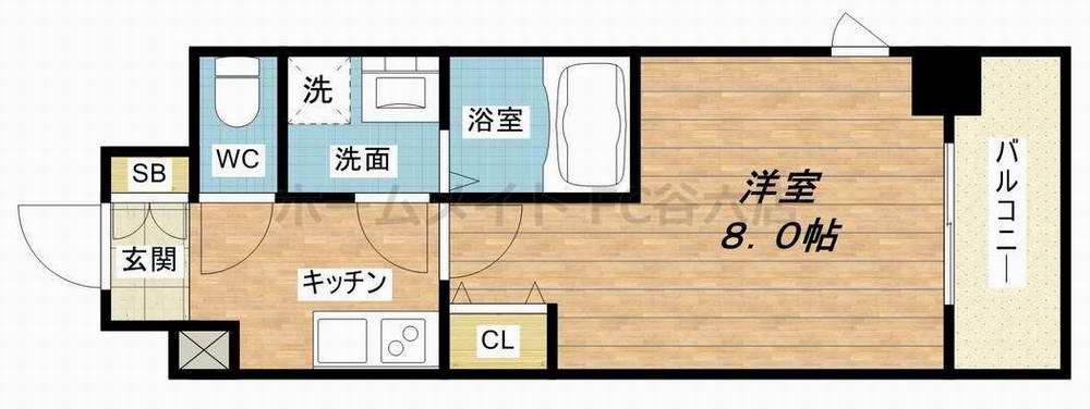 レインボーコート玉造(1K/4階)の間取り写真