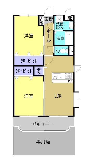 アプランドルV(2LDK/1階)の間取り写真