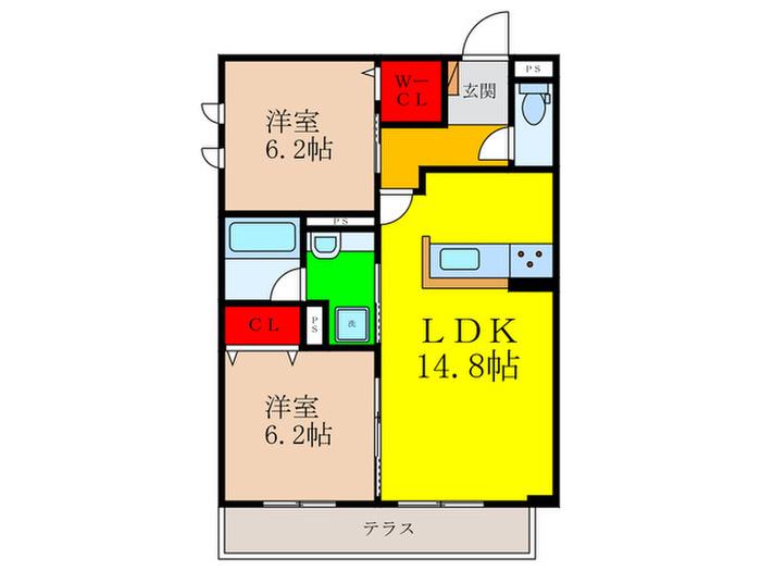 パークサイドファーム(2LDK/1階)の間取り写真