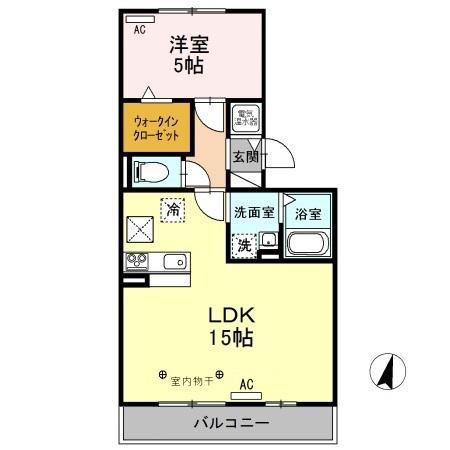 ロイヤルタウン松崎 A/B(1LDK/1階)の間取り写真
