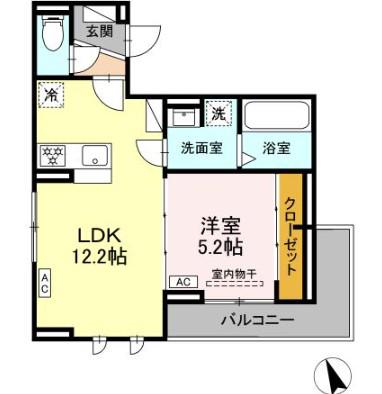 LUANA本山(1LDK/2階)の間取り写真