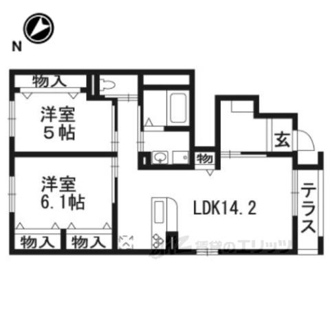 レゾンデートル(2LDK/1階)の間取り写真