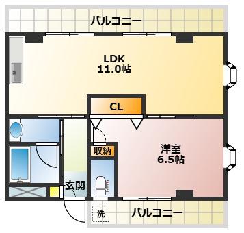 グリーンヒル(1LDK/2階)の間取り写真