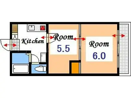 メゾン・ド・ベルプレ(2K/6階)の間取り写真