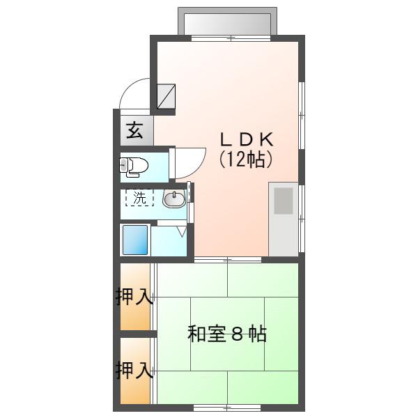 セジュール中村(1LDK/2階)の間取り写真