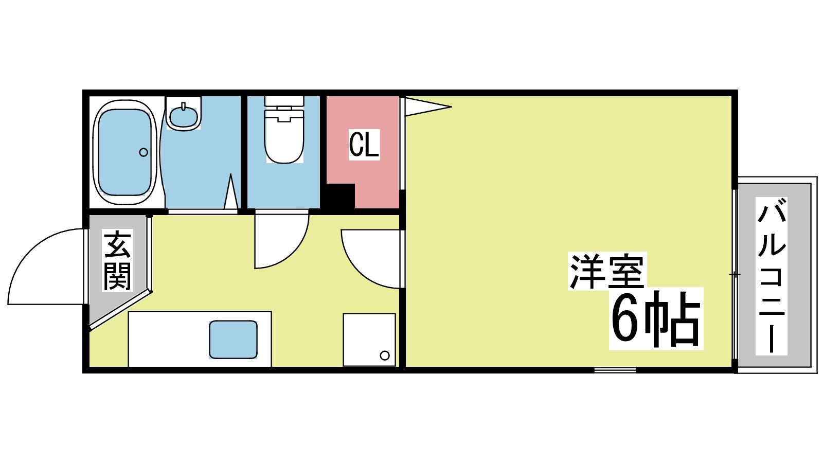 クアトルセゾン六甲道(ワンルーム/1階)の間取り写真