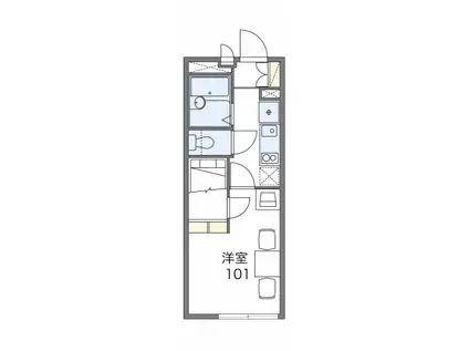 JR京浜東北線 川口駅 徒歩12分 3階建 築19年(1K/3階)の間取り写真