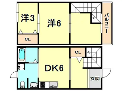 テラスミト(2DK/1階)の間取り写真