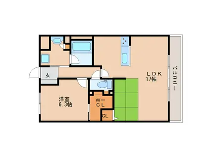 K-TERRACEあやめ池(1LDK/2階)の間取り写真