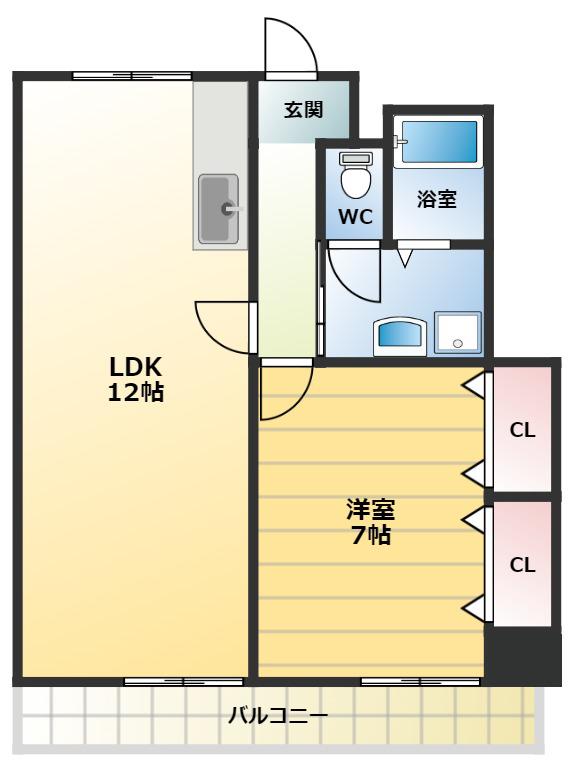 岡本ビル(1LDK/3階)の間取り写真