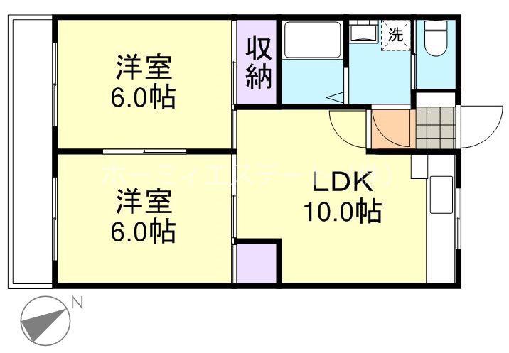 倉敷倶楽部(2LDK/4階)の間取り写真