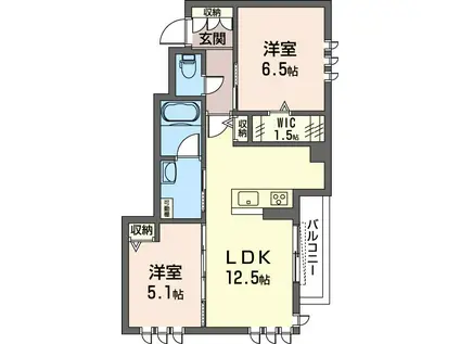エレベジオ(2LDK/1階)の間取り写真