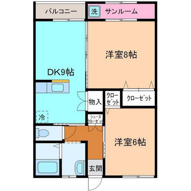 北陸鉄道石川線 新西金沢駅 徒歩26分 2階建 築36年(2DK/2階)の間取り写真