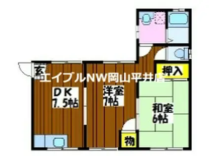 鈴木コーポ(2DK/2階)の間取り写真