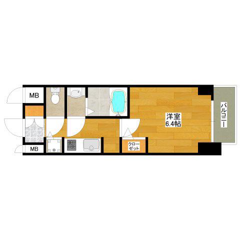 S-RESIDENCE江坂(1K/14階)の間取り写真