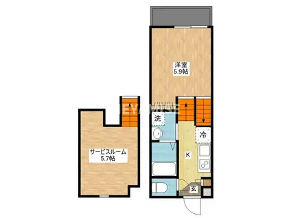 タンドレス多良見(1SK/1階)の間取り写真