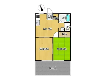 ファーリアまさの1(2DK/1階)の間取り写真