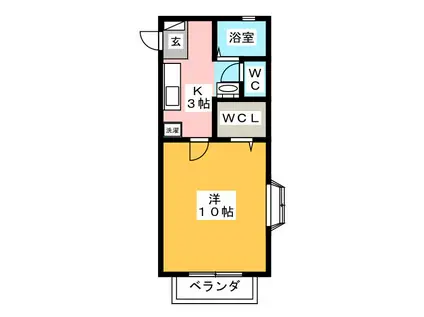 カーサ アクトレスA(1K/1階)の間取り写真