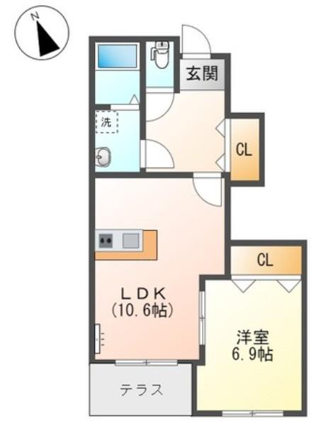 ピアクール(1LDK/1階)の間取り写真