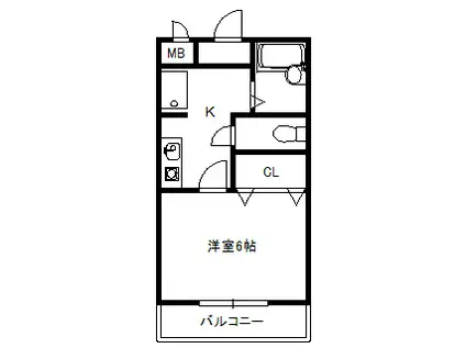 アルカディア(1K/2階)の間取り写真