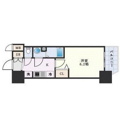 プレサンス長堀通グレイタス(1K/3階)の間取り写真