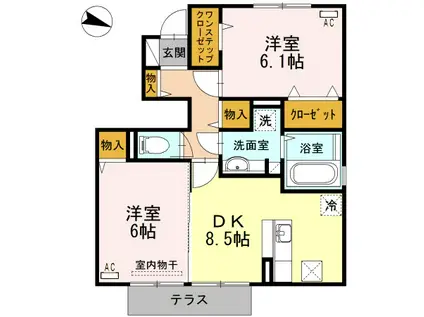 アムールII(2DK/1階)の間取り写真