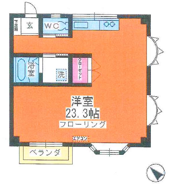 小林ビル(ワンルーム/2階)の間取り写真