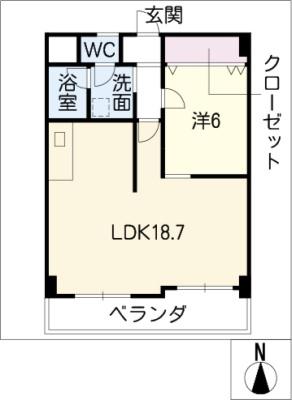 MKビル(1LDK/4階)の間取り写真