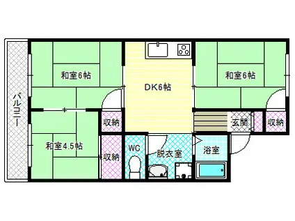 さつきハイツ(3DK/1階)の間取り写真