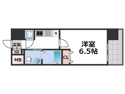 エスリード難波レジデンス(1K/10階)の間取り写真