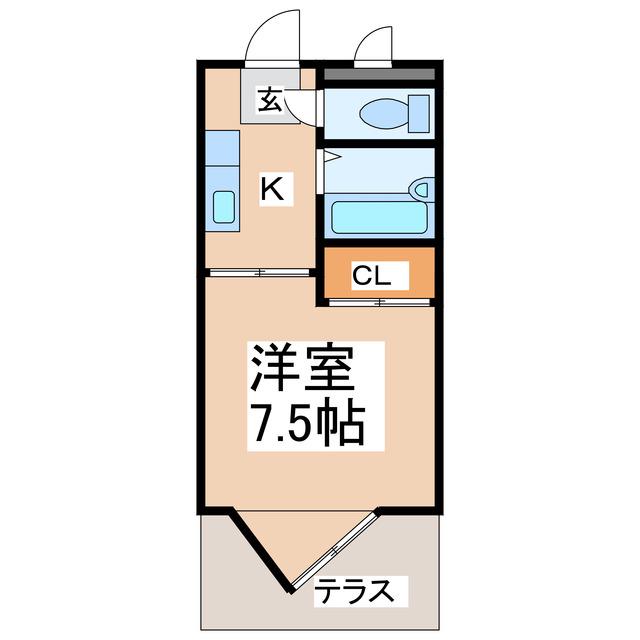 AFIELD坪井(1K/1階)の間取り写真