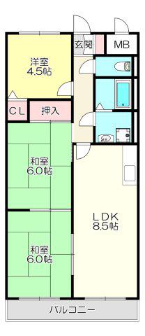 パストラル横小路(3LDK/2階)の間取り写真