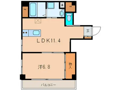 サン栄ビル(1LDK/2階)の間取り写真