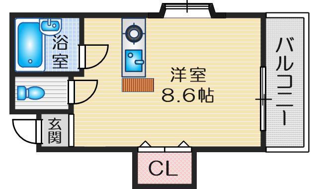モアクレスト江坂(ワンルーム/5階)の間取り写真