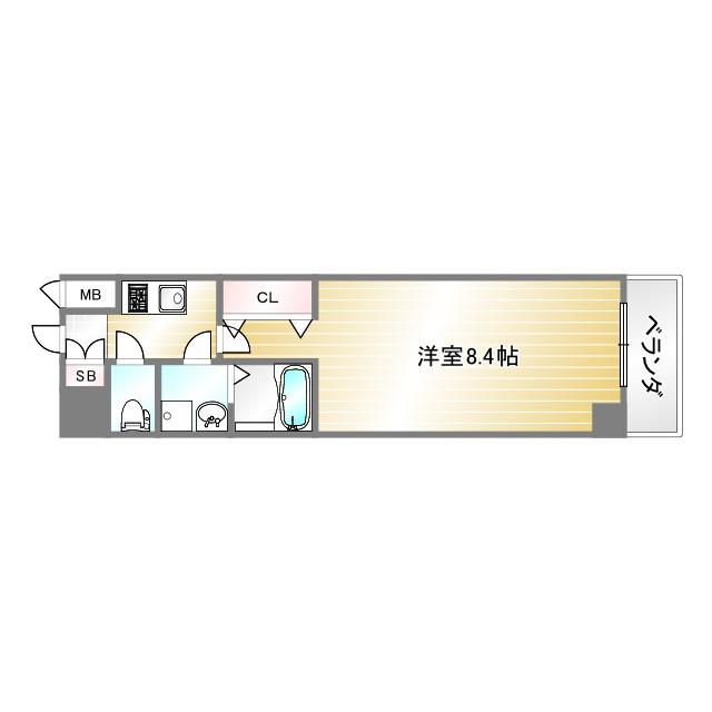 レジデンス神戸ヴェルノ(1K/3階)の間取り写真