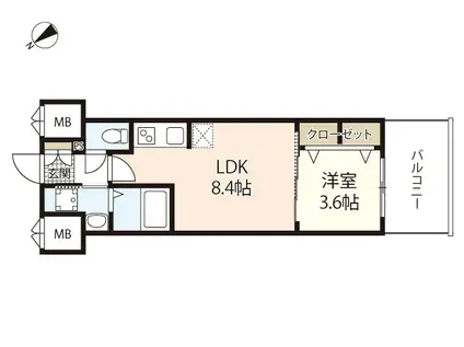 S-RESIDENCE空港通AWESOME(1LDK/12階)の間取り写真