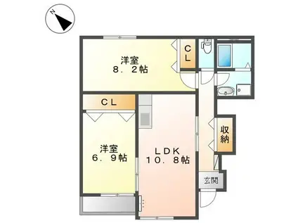 フォレストワカバ(2LDK/1階)の間取り写真