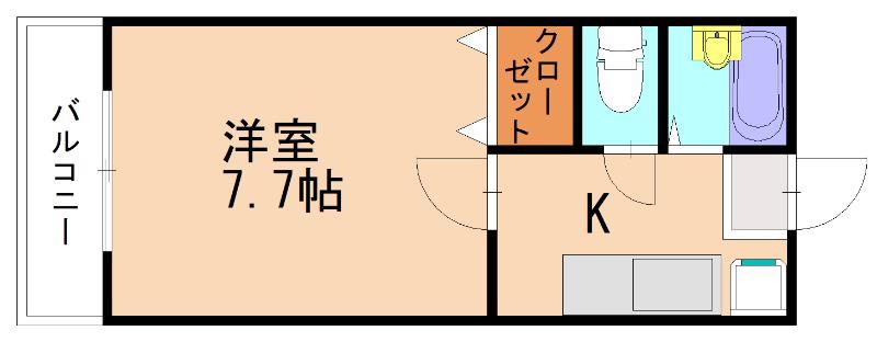 バンベール宮田(1K/2階)の間取り写真