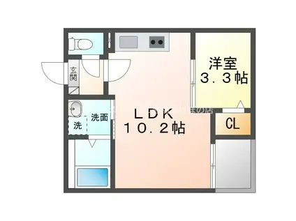 JACK FUNAMACHI II(1LDK/3階)の間取り写真