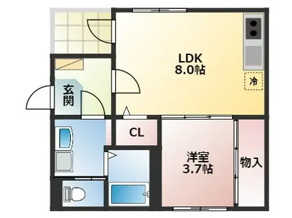ラフテルR・Y(1LDK/1階)の間取り写真