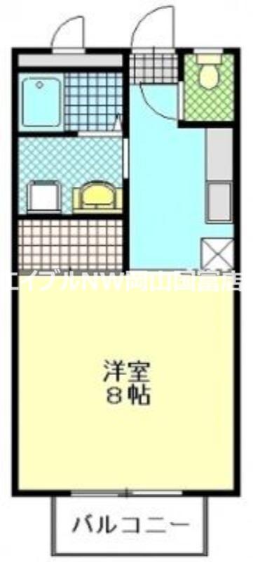 イーストリバー268 B(1K/2階)の間取り写真
